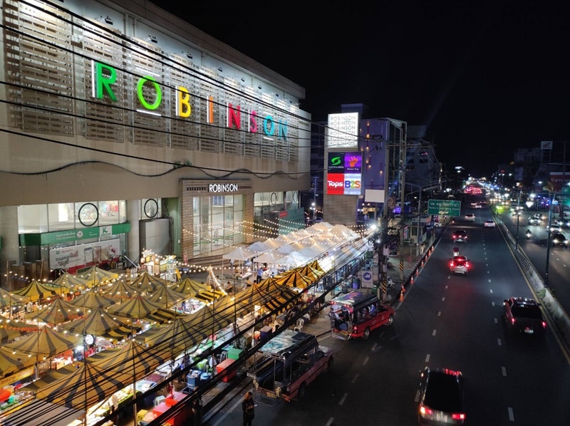 Robinson Sriracha at night time.